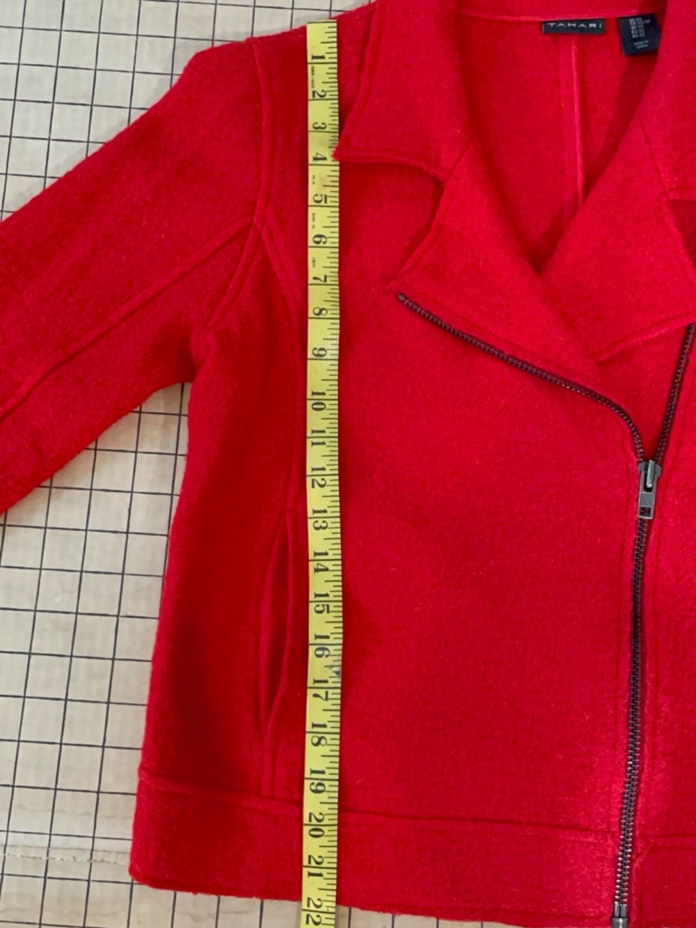 Tahari Vibrant Red Asymmetrical Zip Jacket - Picture 6 of 7